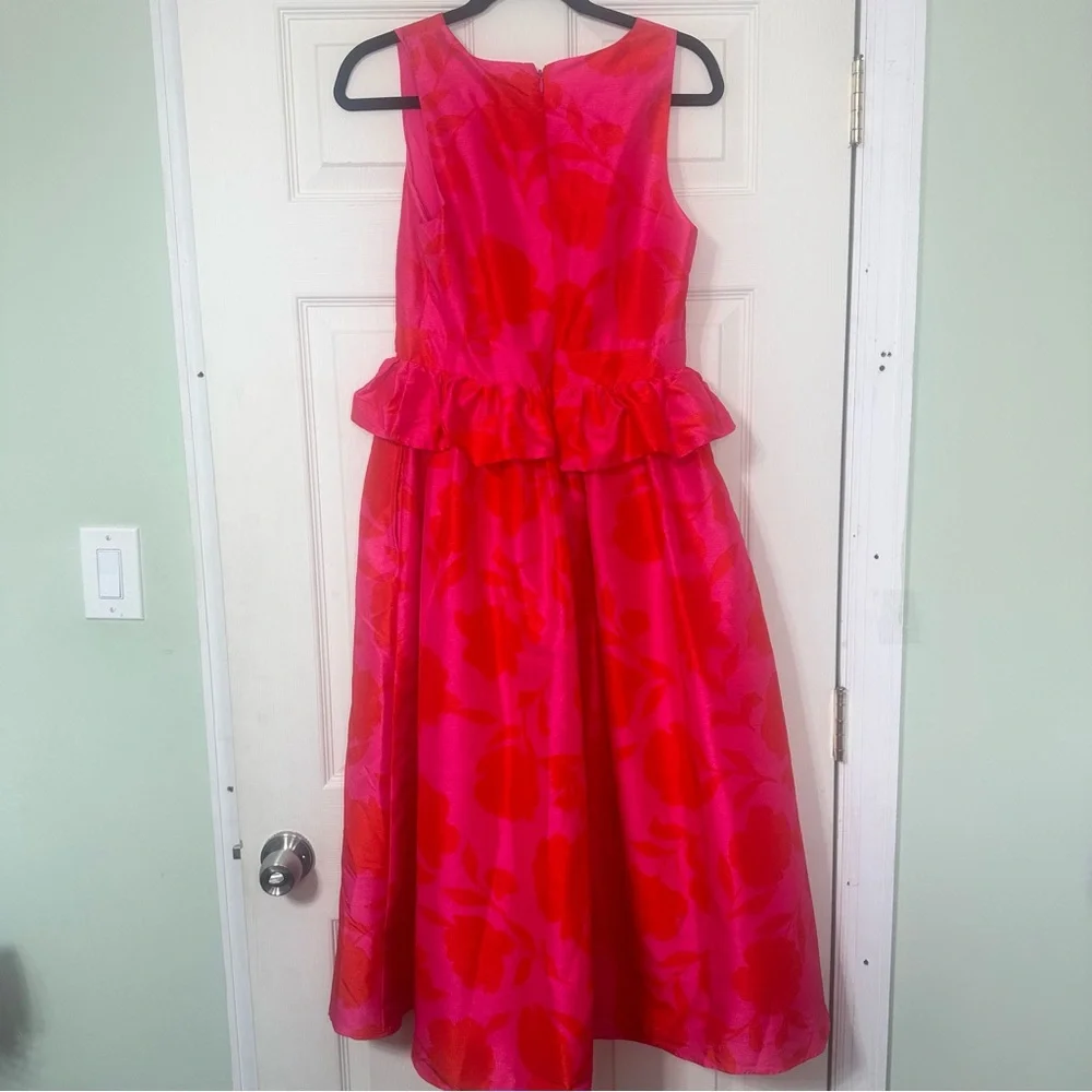 Kate Spade x‎ Target Classic Rose Peplum Midi Dress in Pink and Red Size 6 NWT
